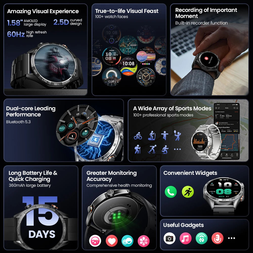 AMOLED Bluetooth Calling Smartwatch – 24H Health & Sports